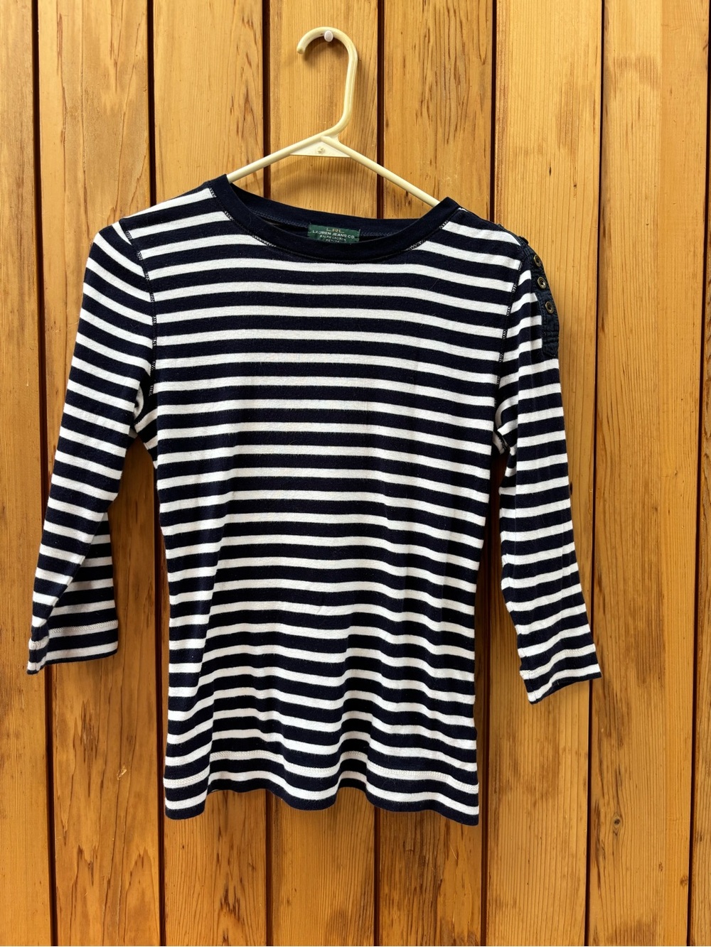 Ralph Lauren Navy & White Striped Long Sleeve Tee